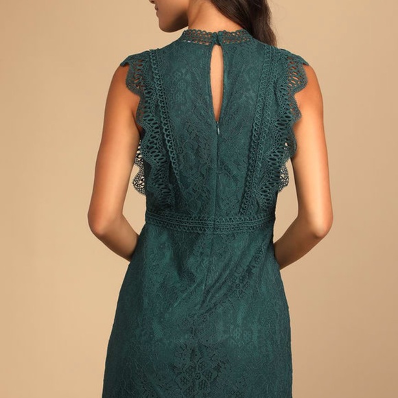 Lulus My Sweetheart Dark Teal Green Lace Mini Dress - Picture 2 of 9